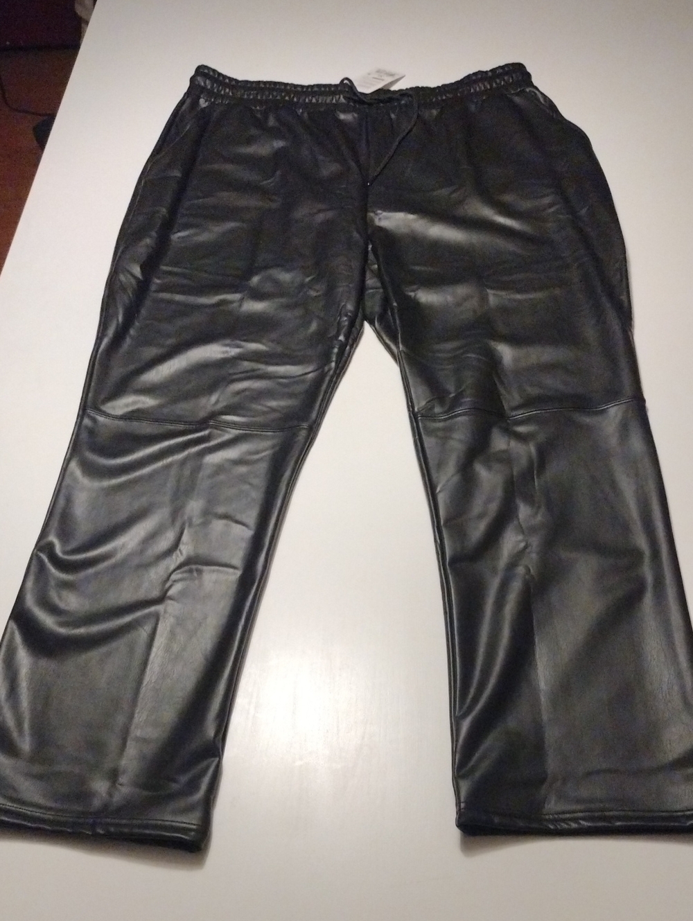 HUE Black Faux Leather Boot Cut Pants